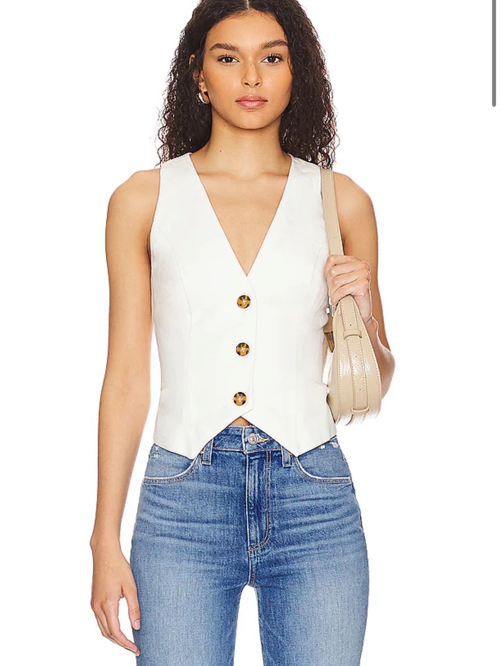 Lovers & Friends Asa Linen-Blend Button Front Vest Size S NWT Chic Preppy 90s